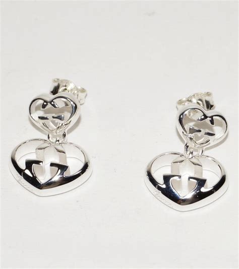 heart shape silver gucci earrings|gucci britt silver drop earrings.